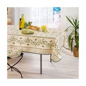 60x96" RECTANGLE CICADAS OLIVE GREEN TABLECLOTH
